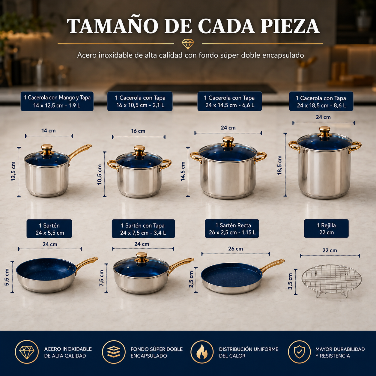 Batería de cocina de lujo de 13 piezas - imagen 2