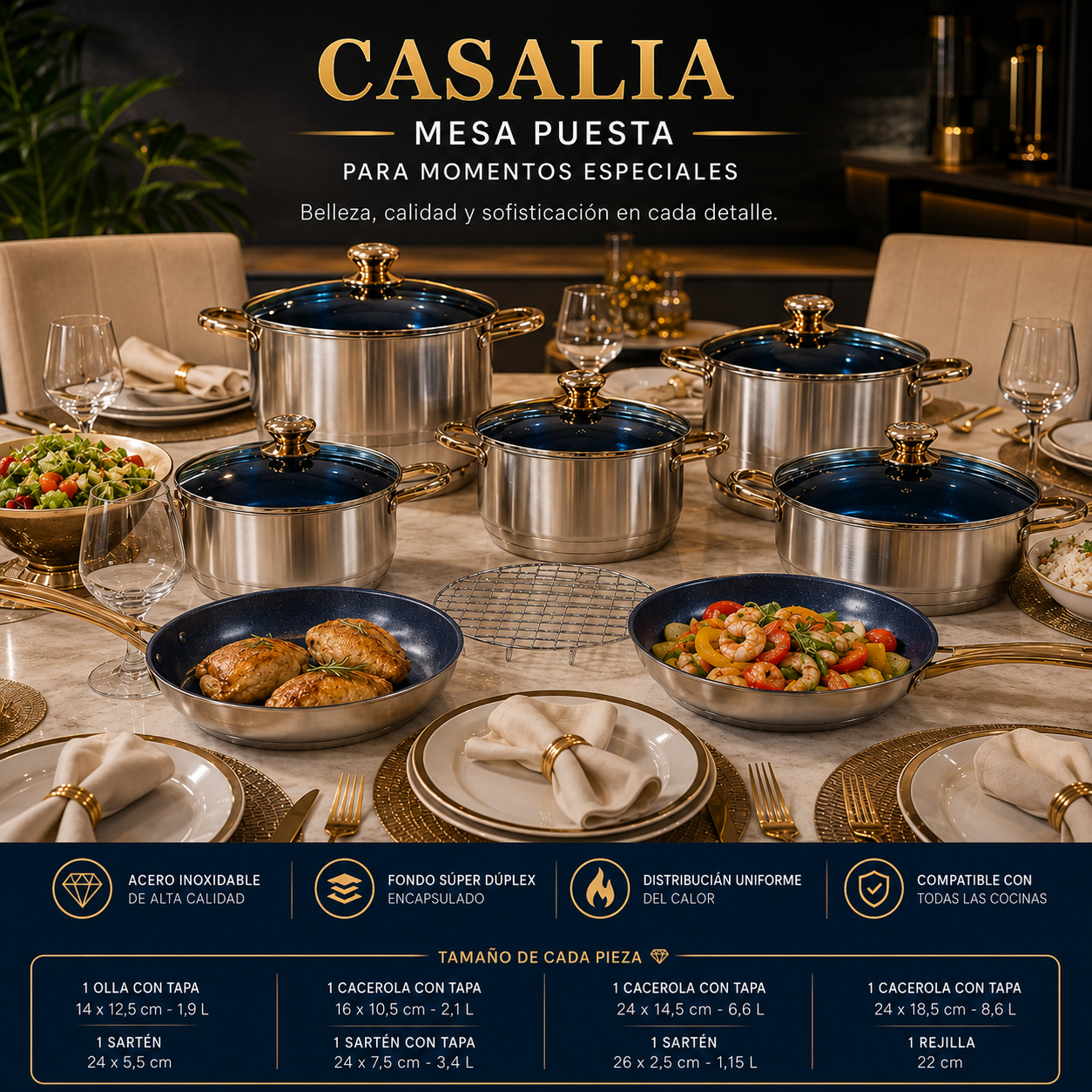Batería de cocina de lujo de 13 piezas - imagen 4