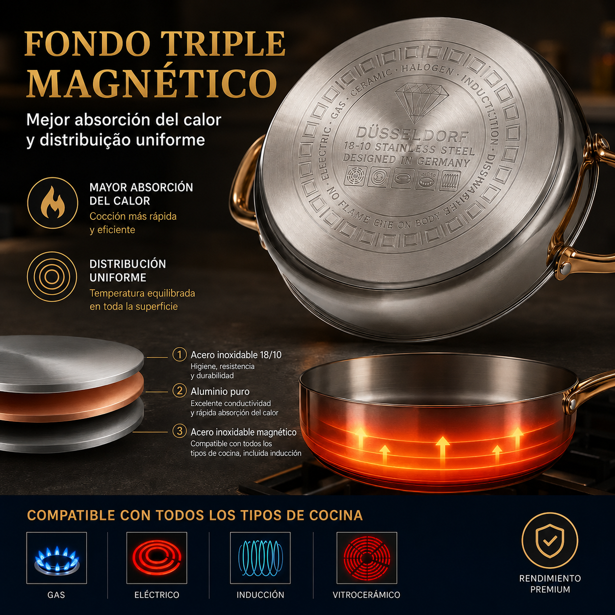 Batería de cocina de lujo de 13 piezas - imagen 3